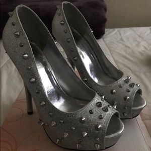 Spiked glitter high heels